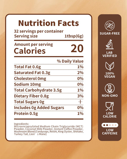 LMKEZHAN Organic Mushroom Coffee – 6 Adaptogenic Mushrooms, Instant, 32 Sticks