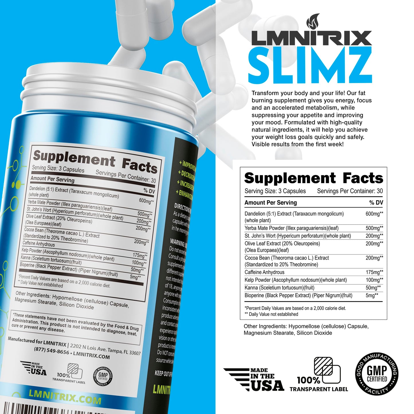 LMNITRIX SLIMZ Fat Burner & Mood Enhancer – 90 Capsules