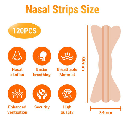 LMOHBJ 120Pcs Nasal Strips – Extra-Strength Snoring Relief & Nasal Congestion for Sleep
