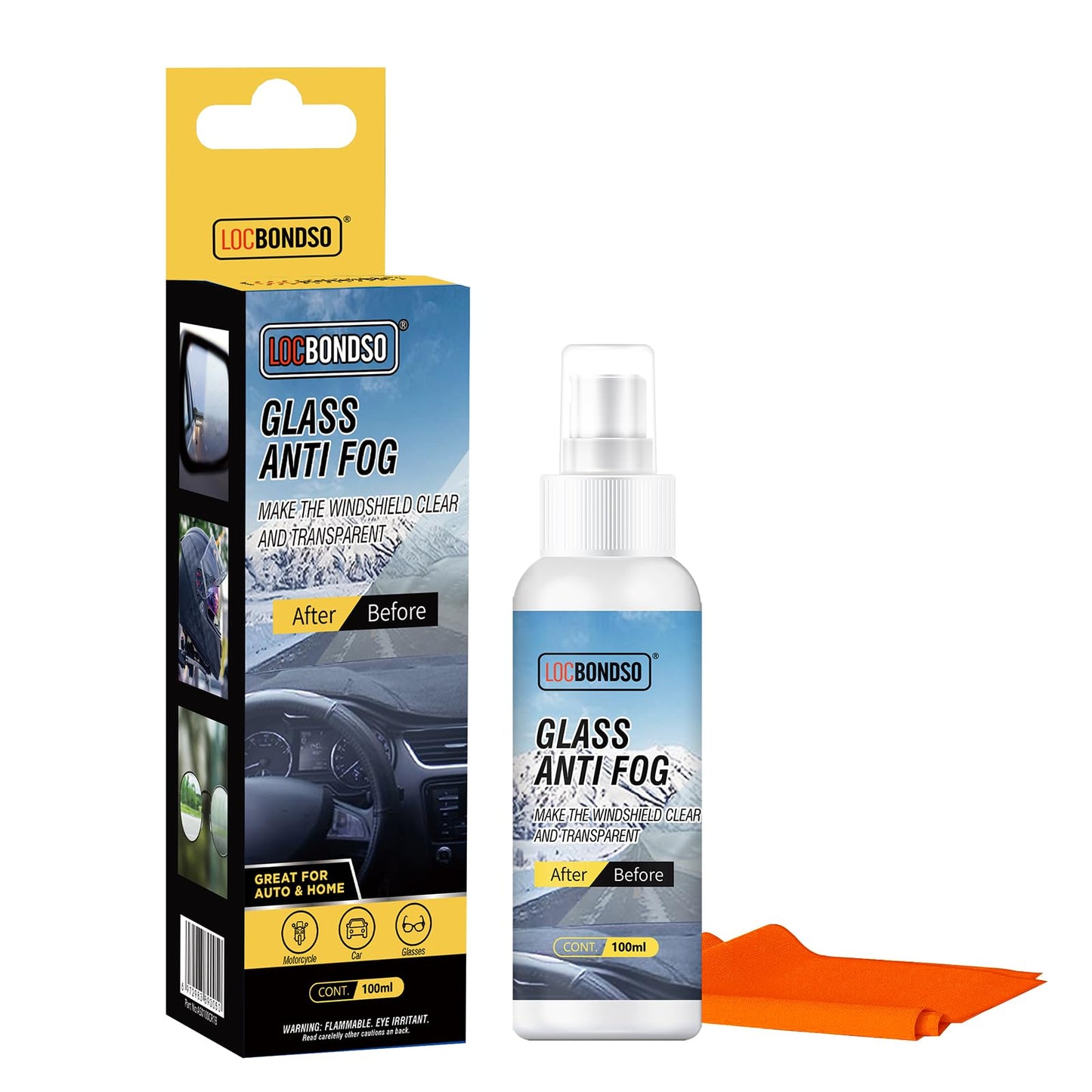 LOCBONDSO Anti Fog Spray for Glasses - Fog-Free Vision 100ml