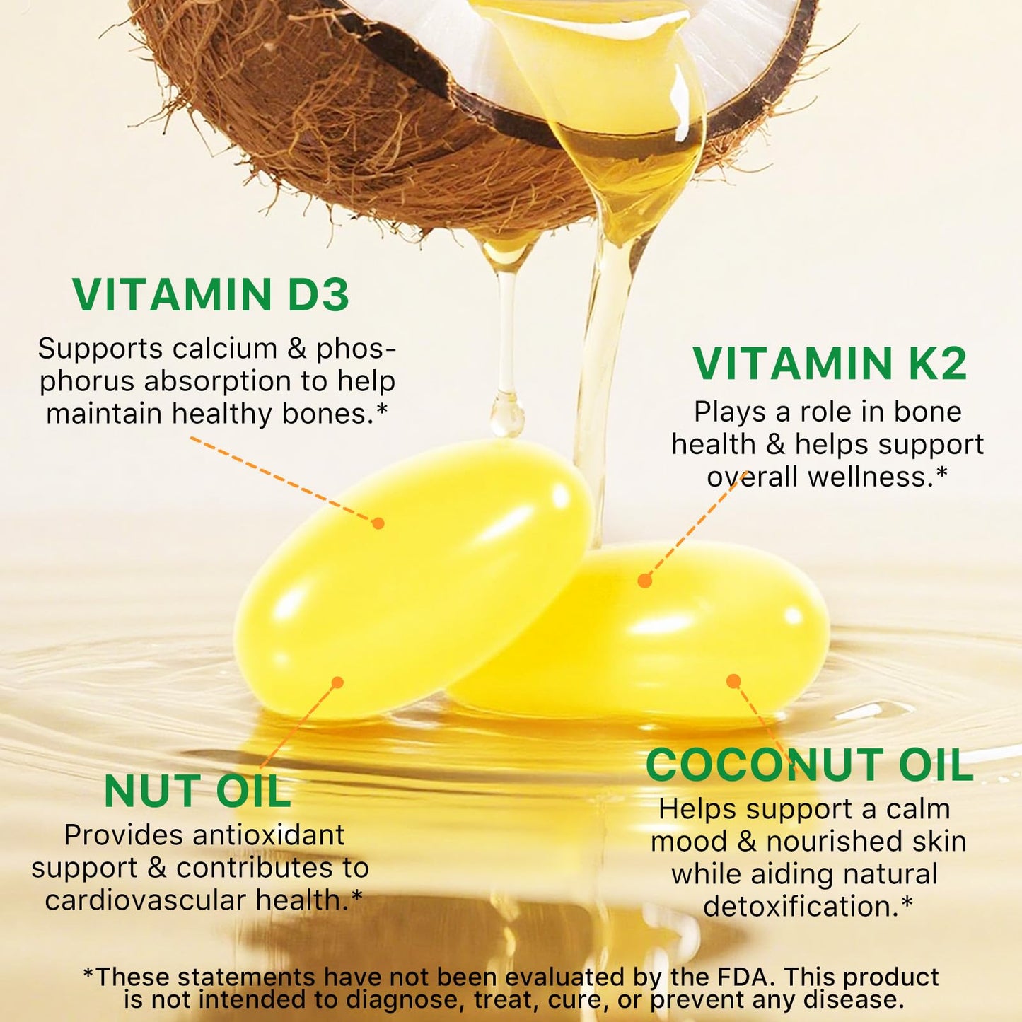 Lofuanna Vitamin D3 K2 Softgels – 2-in-1 D3 & K2 with Coconut Oil