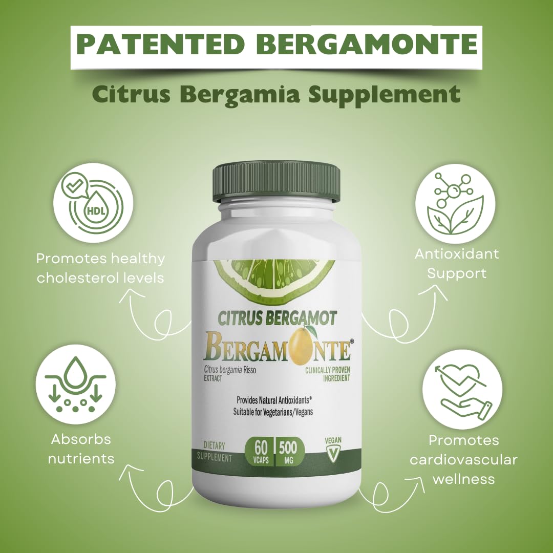 Logic Nutra Citrus Bergamot Supplement (Citrus Bergamia) 1,000 mg per Serving (2) 60 Vegan Capsules – Patented Bergamonte