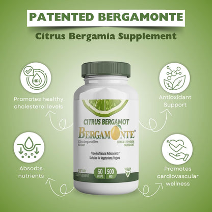 Logic Nutra Citrus Bergamot Supplement (Citrus Bergamia) 1,000 mg per Serving (2) 60 Vegan Capsules – Patented Bergamonte