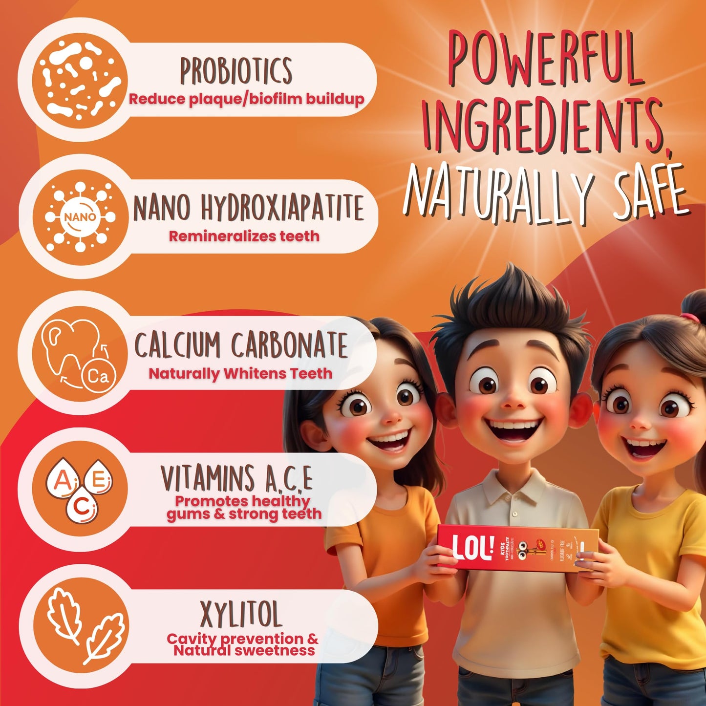 LOL Toddler Toothpaste - Nano Hydroxyapatite, Probiotics, Cinnamon
