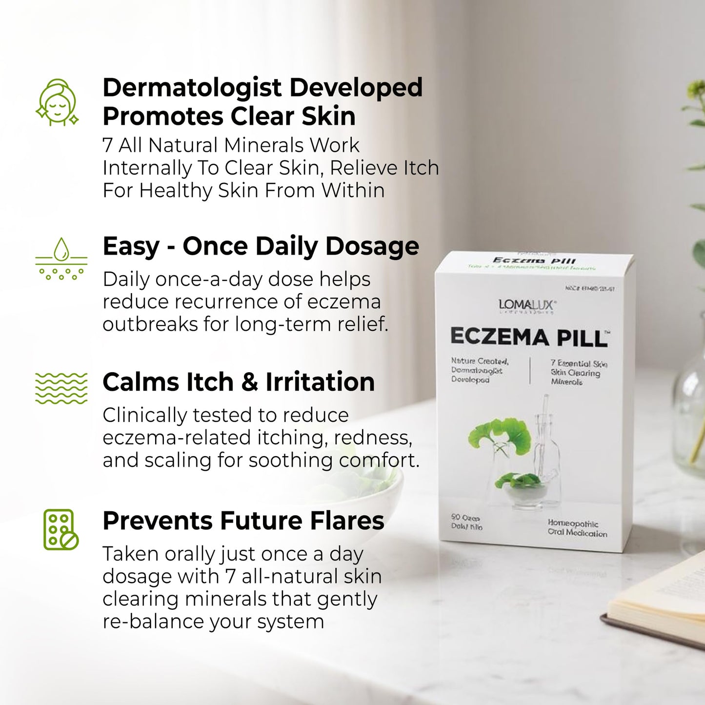 Loma Lux Eczema Pills – Natural Eczema Relief for Adults & Kids | Dermatologist-Developed