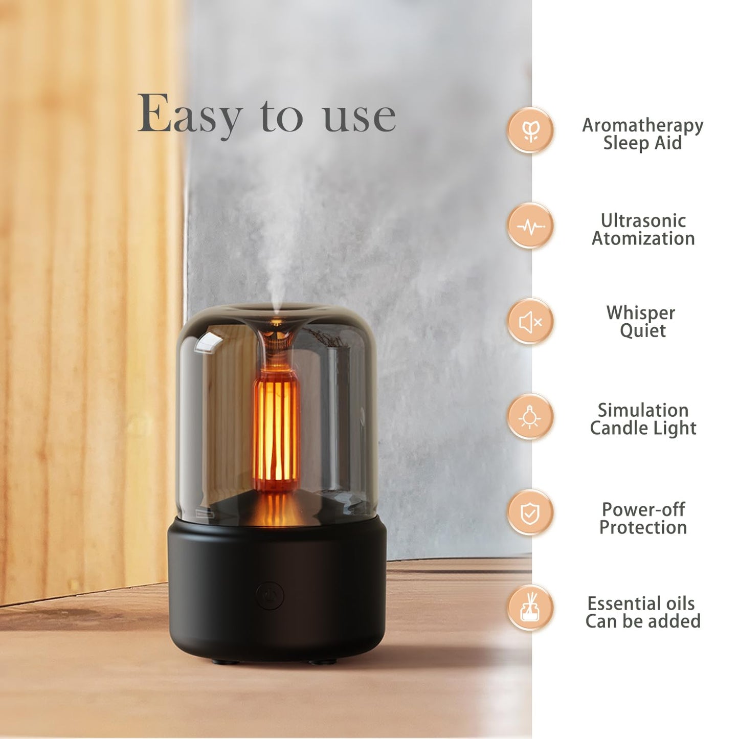 LONCIN Essential Oil Diffuser 150ml – Auto Shut-Off, Ultrasonic, Black