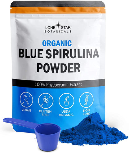 Lone Star Botanicals Organic Blue Spirulina Powder | 100% Pure Blue-Green Algae
