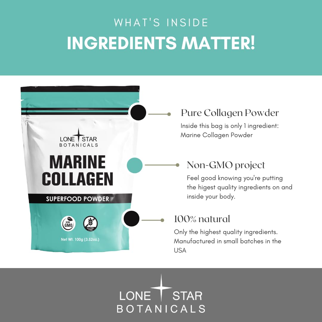 Lone Star Botanicals Marine Collagen Powder – USA Grown, Type 1 & 3