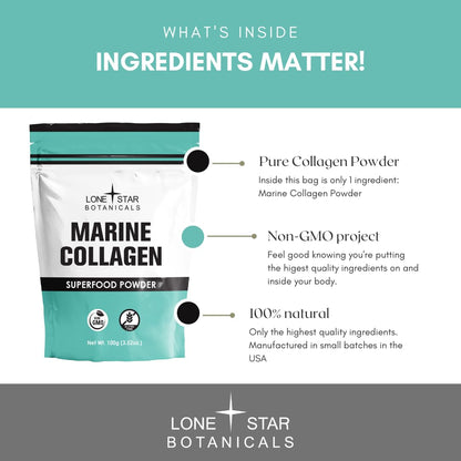 Lone Star Botanicals Marine Collagen Powder – USA Grown, Type 1 & 3