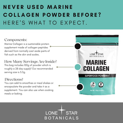 Lone Star Botanicals Marine Collagen Powder – USA Grown, Type 1 & 3