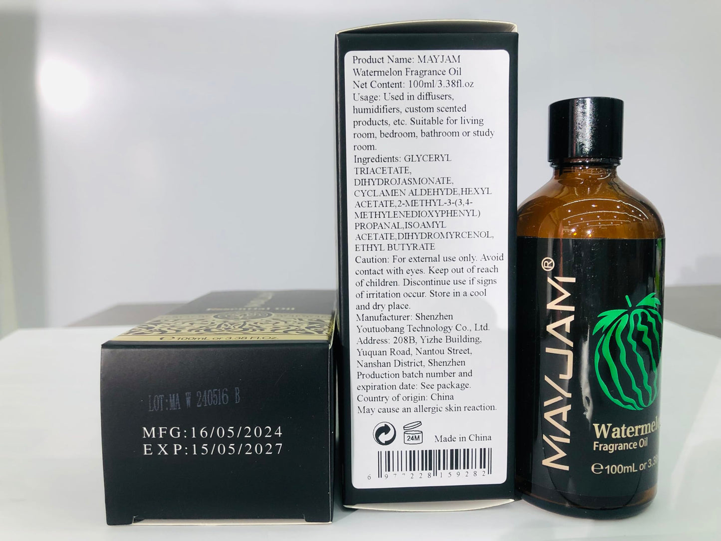 MAYJAM Watermelon Fragrance Oil 100ml – Glass Dropper, Diffuser Use & DIY Soap and Candle Making