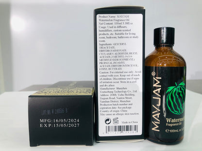 MAYJAM Watermelon Fragrance Oil 100ml – Glass Dropper, Diffuser Use & DIY Soap and Candle Making