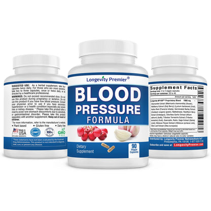 [2-Bottle Value Pack] Longevity Blood Pressure Formula - Scientifically Formulated with Hawthorn & 12+ Quality All Natural Herbs