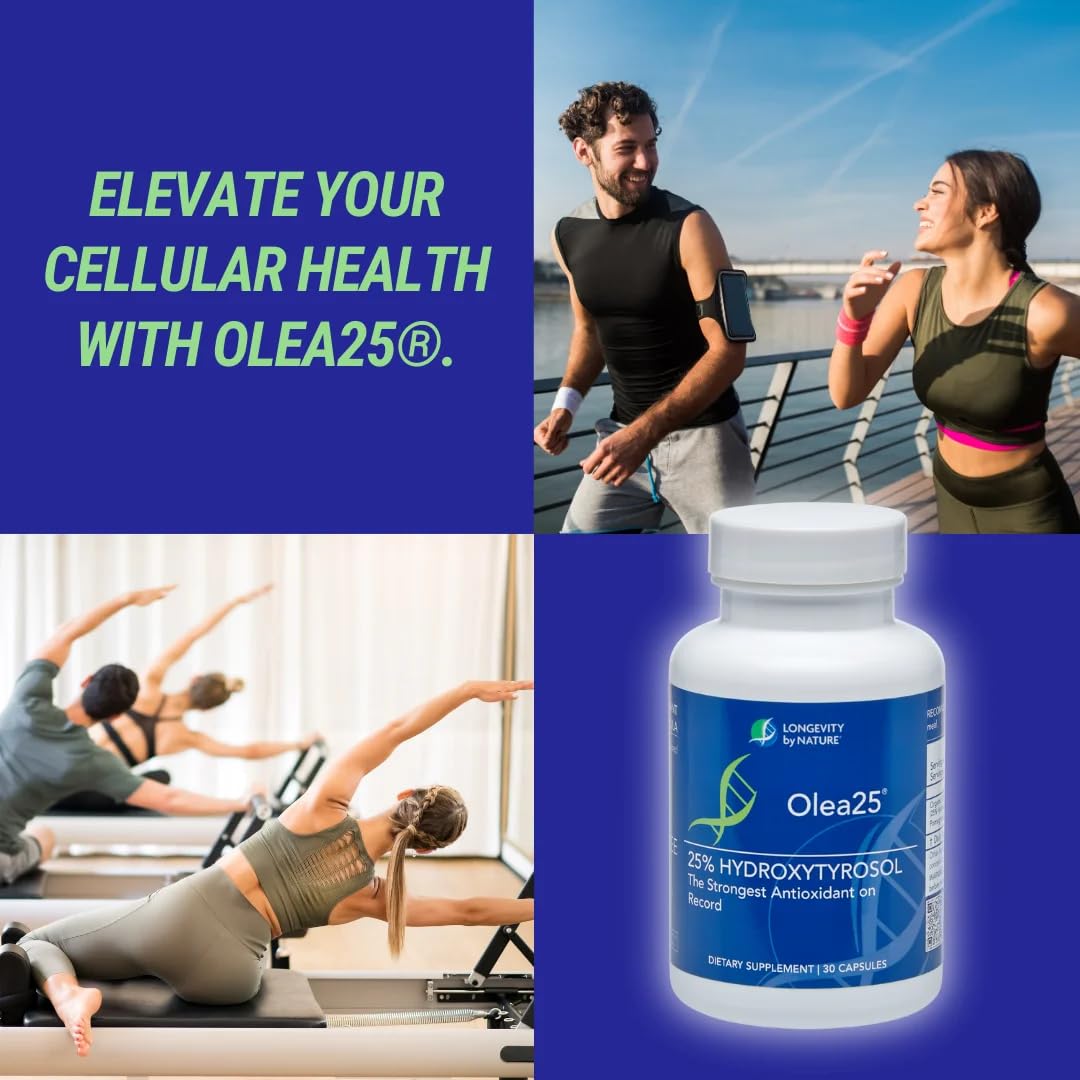 Longevity by Nature Olive Leaf Extract Capsules – Olea25 Hydroxytyrosol Supplement | Organic Antioxidant Support
