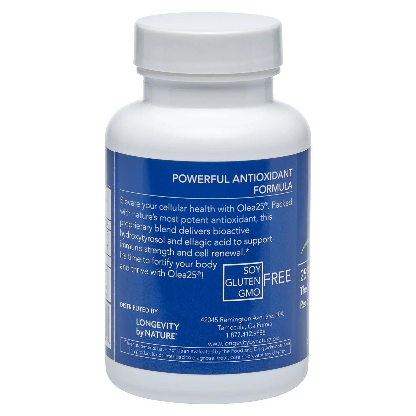 Longevity by Nature Olive Leaf Extract Capsules – Olea25 Hydroxytyrosol Supplement | Organic Antioxidant Support