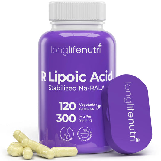 LongLifeNutri Stabilized R-Alpha Lipoic Acid 300mg – 120 Veg Capsules, 4-Month Supply, Made in USA BritishVita | Premium UK Vitamins & Wellness Supplements