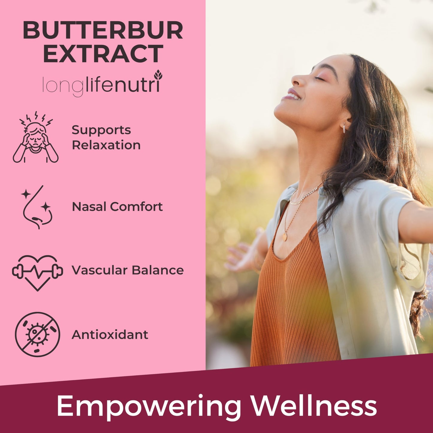 LongLifeNutri Butterbur Extract 100mg – 180 Vegetarian Capsules (6-Month Supply)