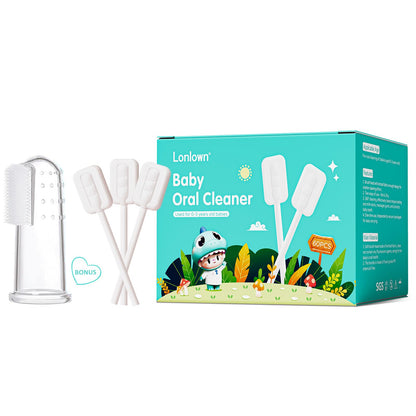 Lonlown 60Pcs Baby Tongue Cleaner & 1 Finger Toothbrush – Infant Oral Care Kit