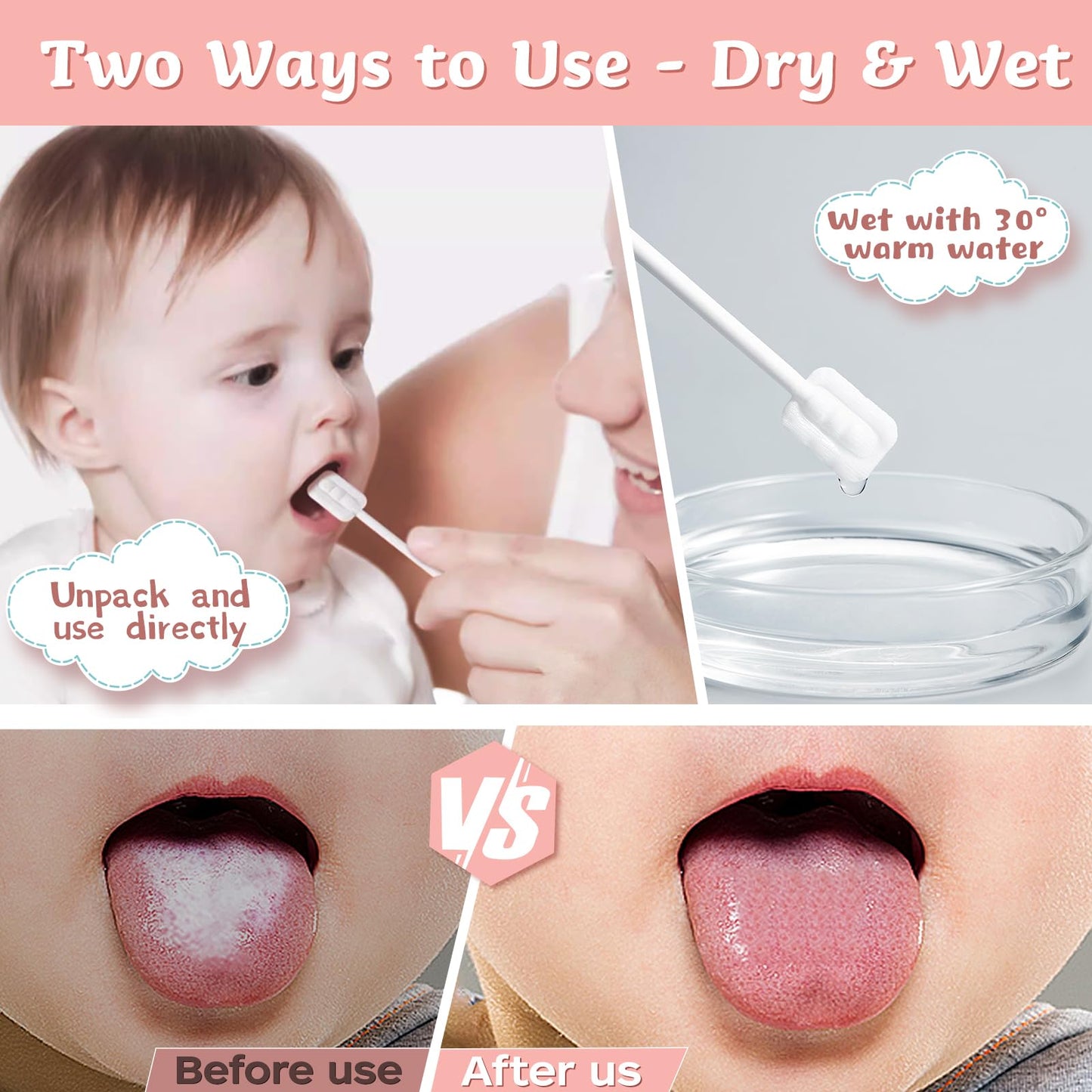 Lonlown 60Pcs Baby Tongue Cleaner & 1 Finger Toothbrush – Infant Oral Care Kit