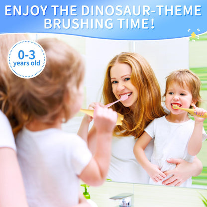 Lonlown Toddler Toothbrush 1-3 | Extra Soft Bristles 2-Pack Dinosaur Design