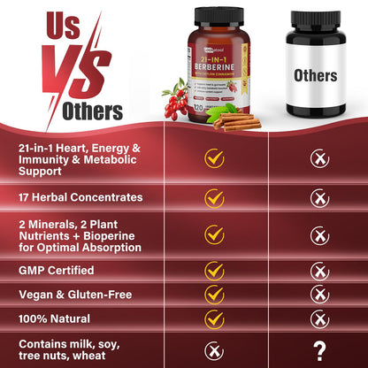 Lookatool 21-in-1 Berberine with Ceylon Cinnamon Phytosome | Metabolism Support 120 Capsules