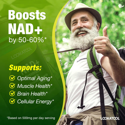 Lookatool NAD+ Resveratrol Liposomal Supplement – Anti-Aging, Focus & Energy (60 Caps)
