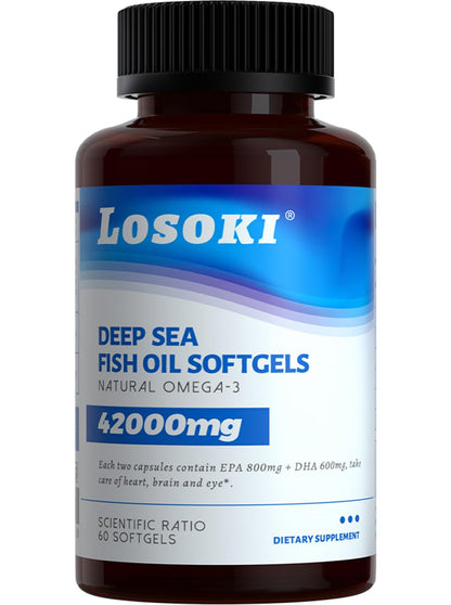 Losoki Deep Sea Fish Oil - 1000 mg EPA/DHA | Wild-Caught Omega-3 (60 ct)