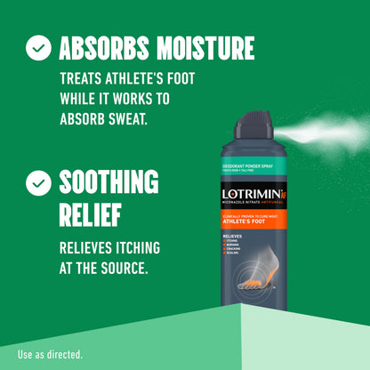 Lotrimin AF Athlete's Foot Deodorant Powder Spray | 2% Miconazole Nitrate | Treats Athlete's Foot, Jock Itch & Ringworm – 4.6 oz