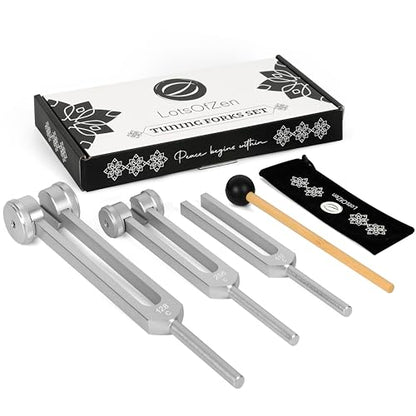 LOTS OF ZEN Tuning Forks for Healing Set – 128Hz, 256Hz, 512Hz | Sound Therapy & Yoga Accessories