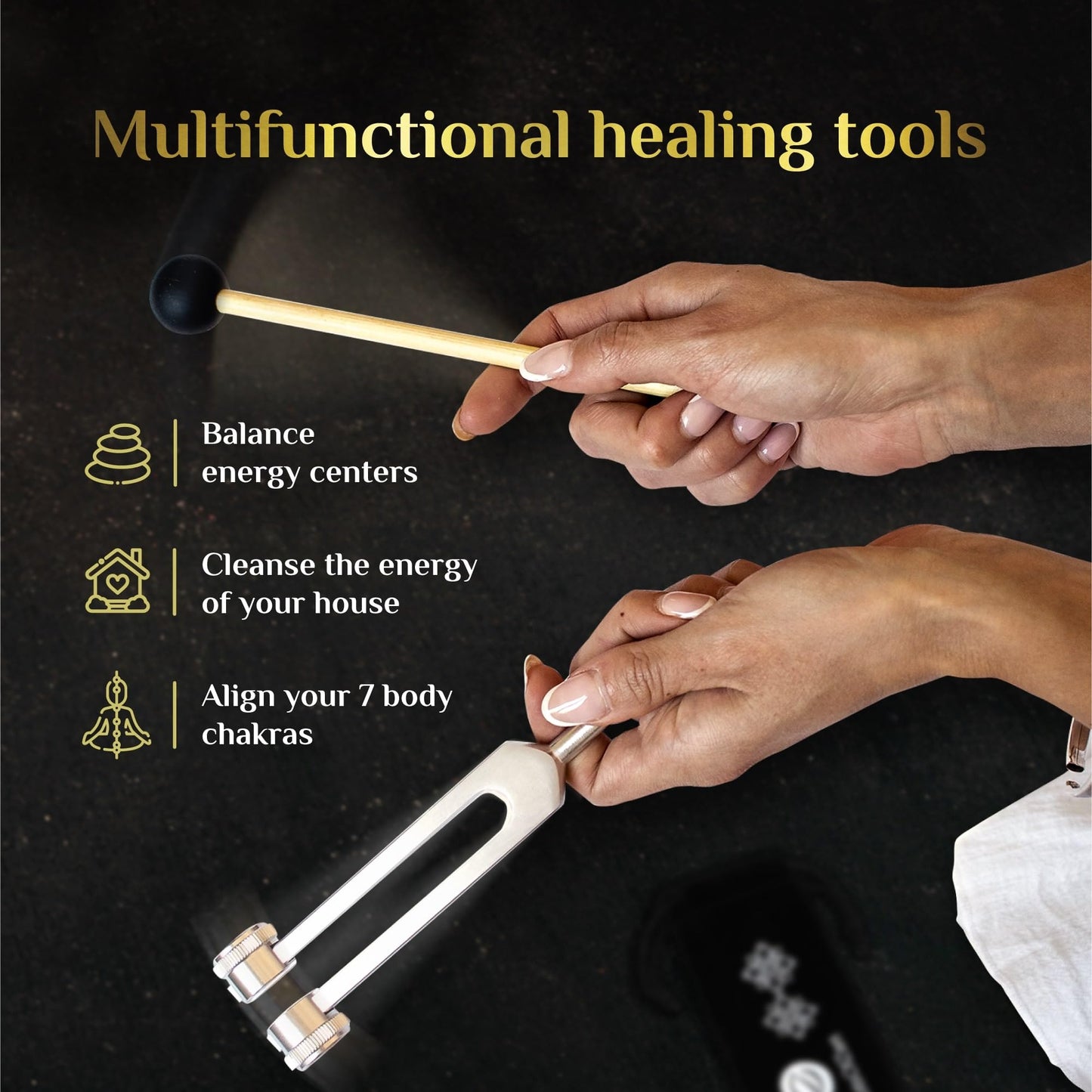 LOTS OF ZEN Tuning Forks for Healing Set – 128Hz, 256Hz, 512Hz | Sound Therapy & Yoga Accessories