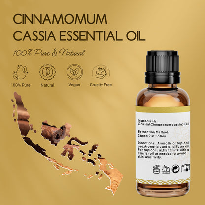 LOTUSJOY Cassia Cinnamon Bark Essential Oil – 1 oz | Pure, Steam-Distilled