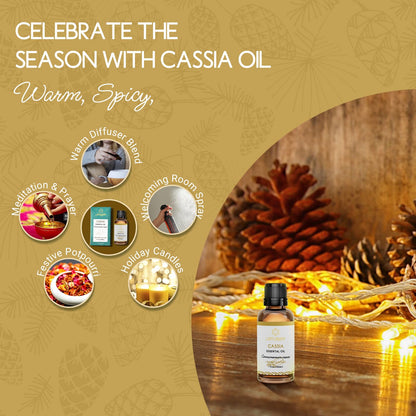 LOTUSJOY Cassia Cinnamon Bark Essential Oil – 1 oz | Pure, Steam-Distilled