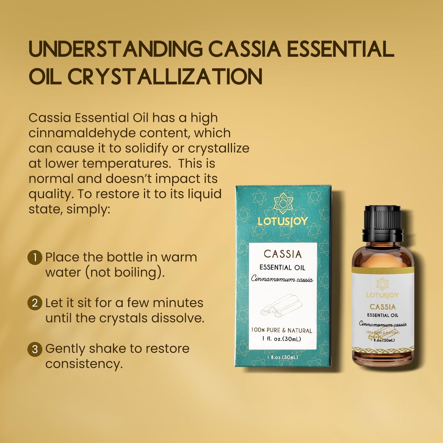 LOTUSJOY Cassia Cinnamon Bark Essential Oil – 1 oz | Pure, Steam-Distilled