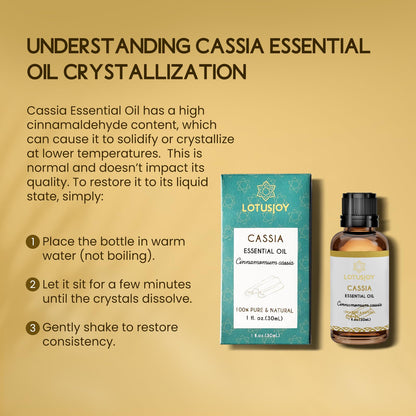LOTUSJOY Cassia Cinnamon Bark Essential Oil – 1 oz | Pure, Steam-Distilled