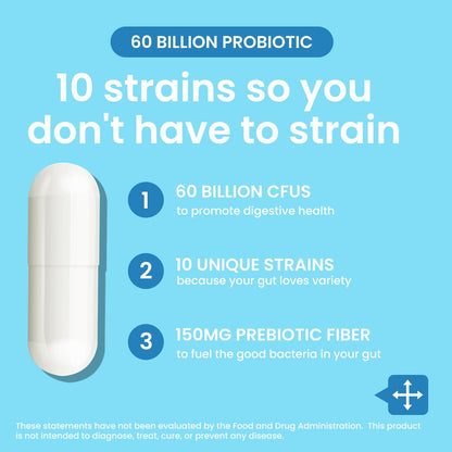 LOUDSAY Probiotics 60B CFU - 10 Strains for Immune & Digestive Health