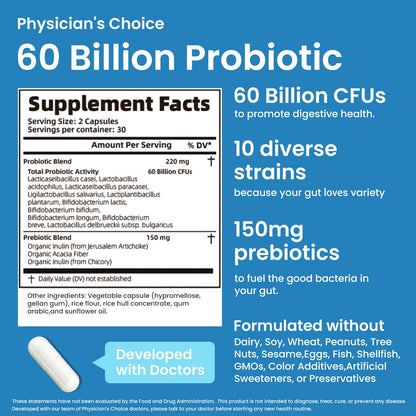 LOUDSAY Probiotics 60B CFU - 10 Strains for Immune & Digestive Health