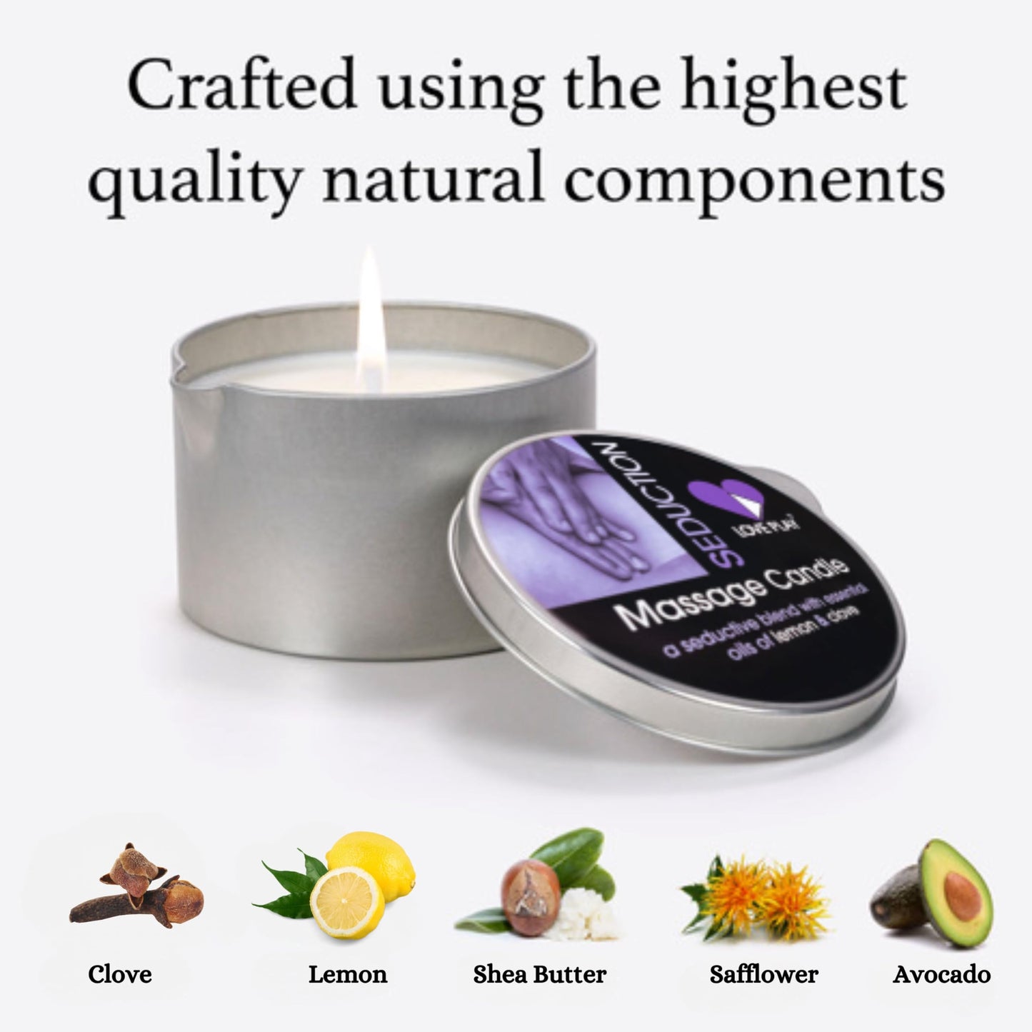 LOVE PLAY Massage Oil Candle for Home Spa – Vegan Hydrating Body Oil Candle (6.76oz)