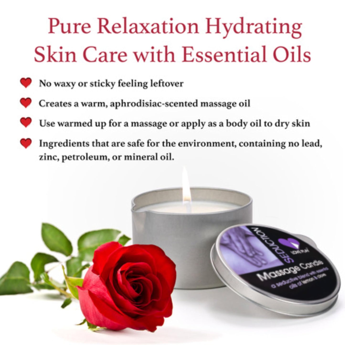 LOVE PLAY Massage Oil Candle for Home Spa – Vegan Hydrating Body Oil Candle (6.76oz)
