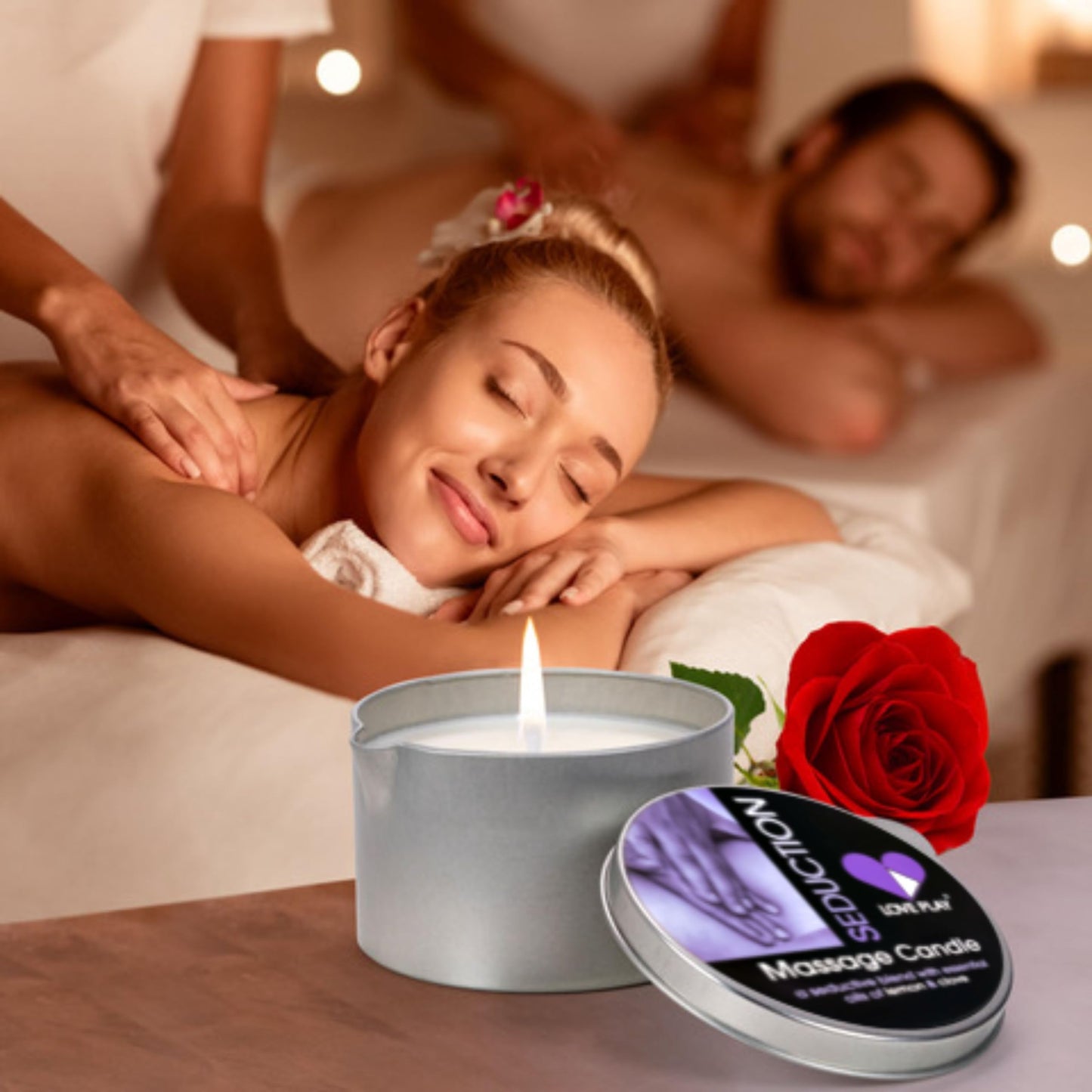 LOVE PLAY Massage Oil Candle for Home Spa – Vegan Hydrating Body Oil Candle (6.76oz)