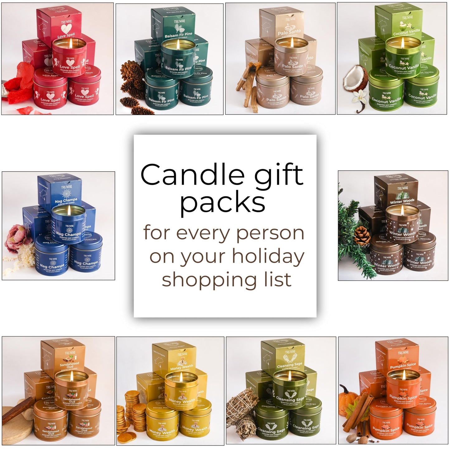 Love Spell Scented Candles - Soy, Rose Petals & Crystals | Pack of 3 x 5oz - Organic Non-Toxic Aromatherapy Gift