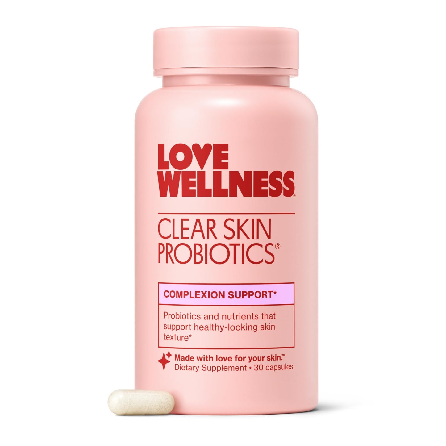 Love Wellness Clear Skin Probiotic | Hormonal Acne & Pore Minimizer | 30 Count