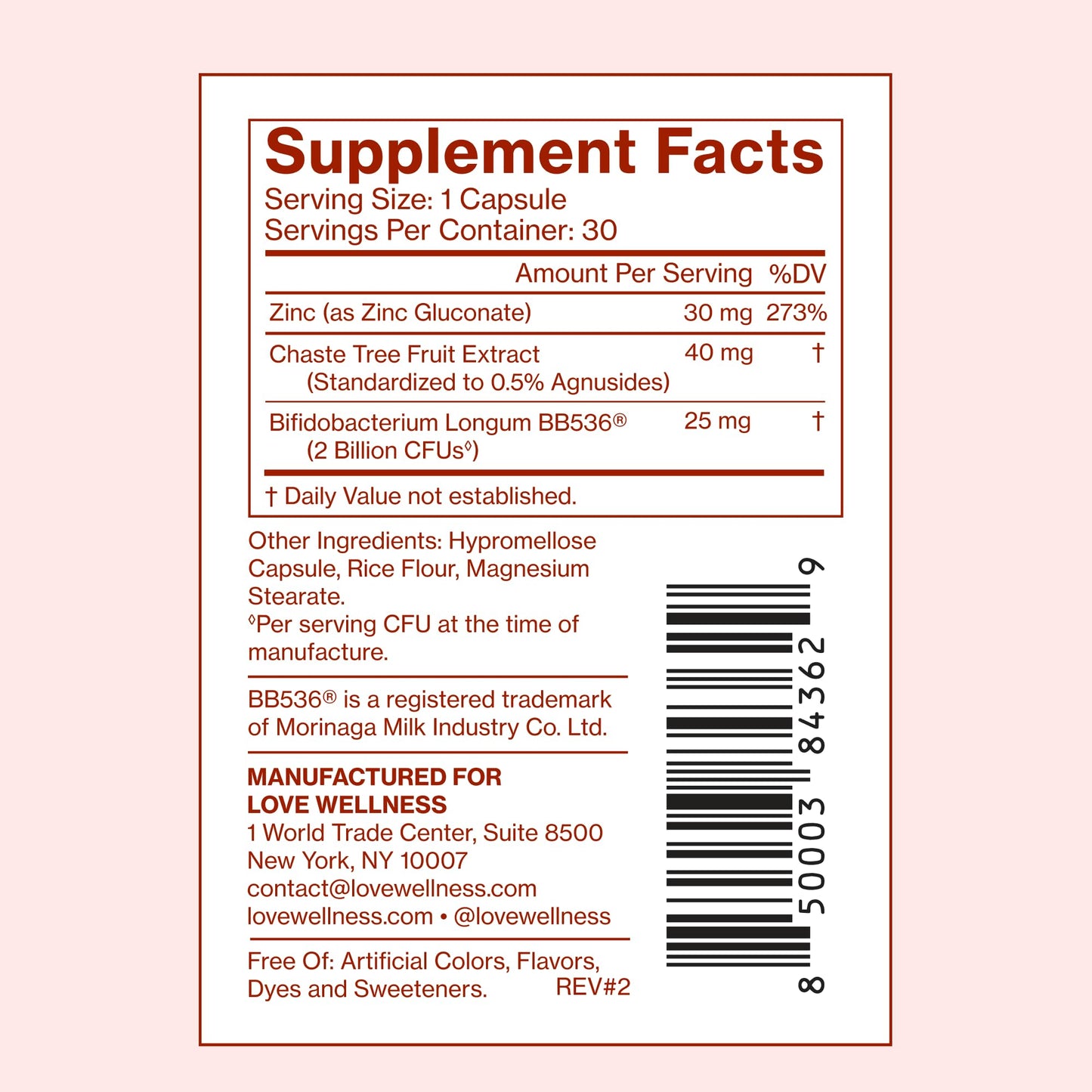 Love Wellness Clear Skin Probiotic | Hormonal Acne & Pore Minimizer | 30 Count