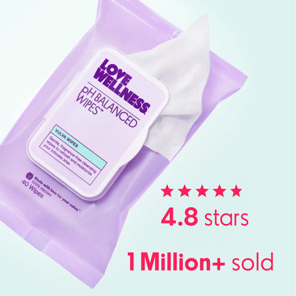 Love Wellness pH Balancing Wipes for Women – Fragrance-Free, Aloe Vera, 2-Pack Travel Size