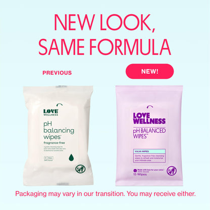 Love Wellness pH Balancing Wipes for Women – Fragrance-Free, Aloe Vera, 2-Pack Travel Size