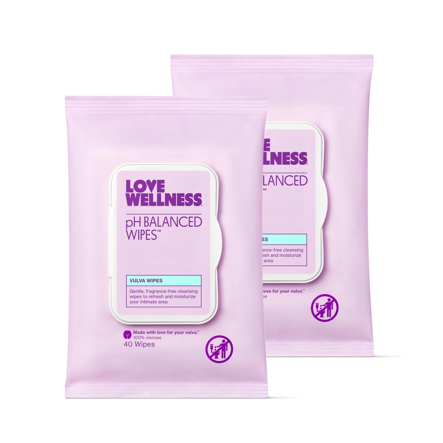 Love Wellness pH Balancing Wipes for Women – Fragrance-Free, Aloe Vera, 2-Pack Travel Size