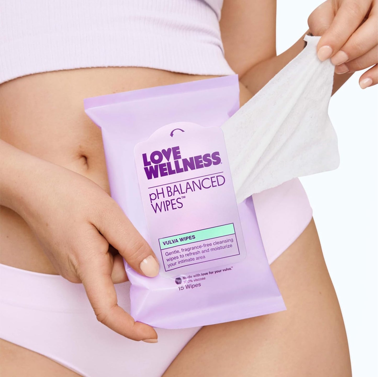 Love Wellness pH Balancing Wipes for Women | Fragrance-Free, Travel Size 3-Pack | Intimate Hygiene