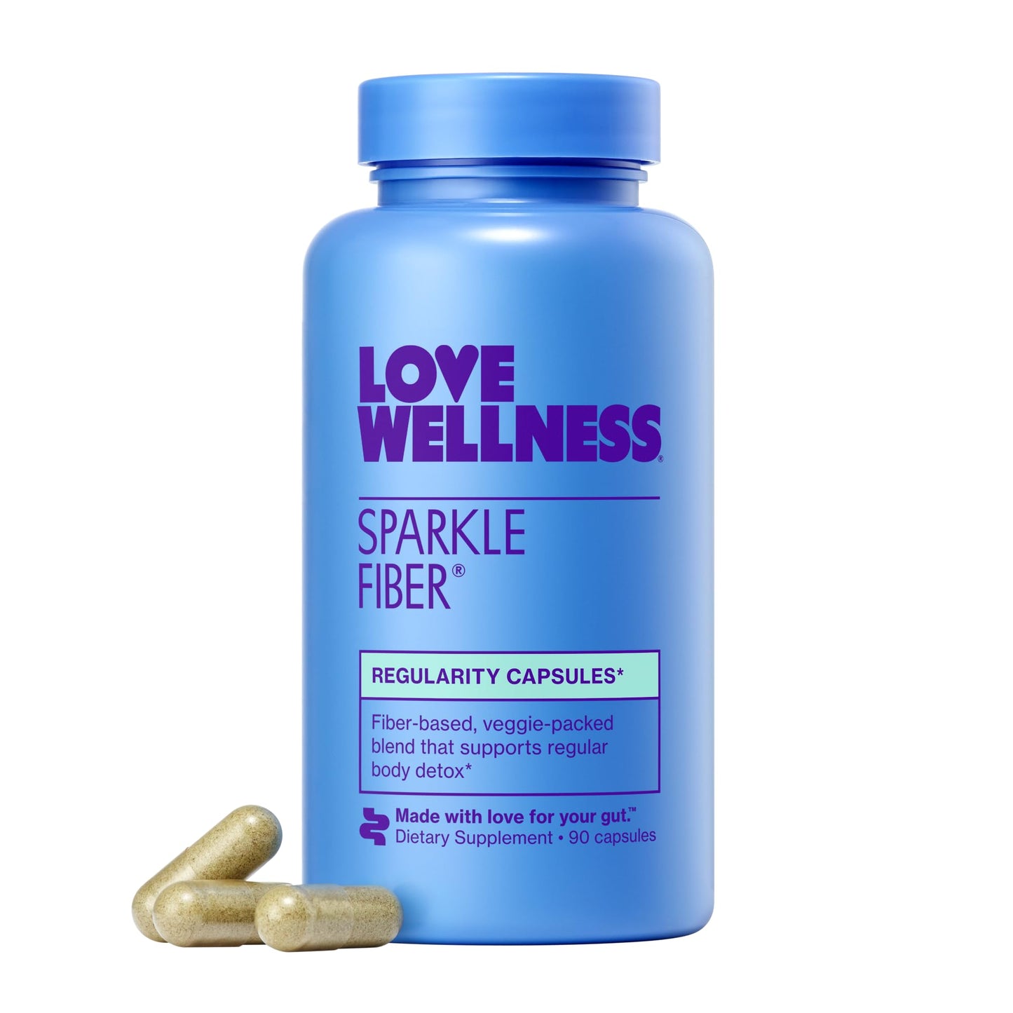 Love Wellness Sparkle Fiber – Digestive Enzymes & Fiber Supplement (90 Count)