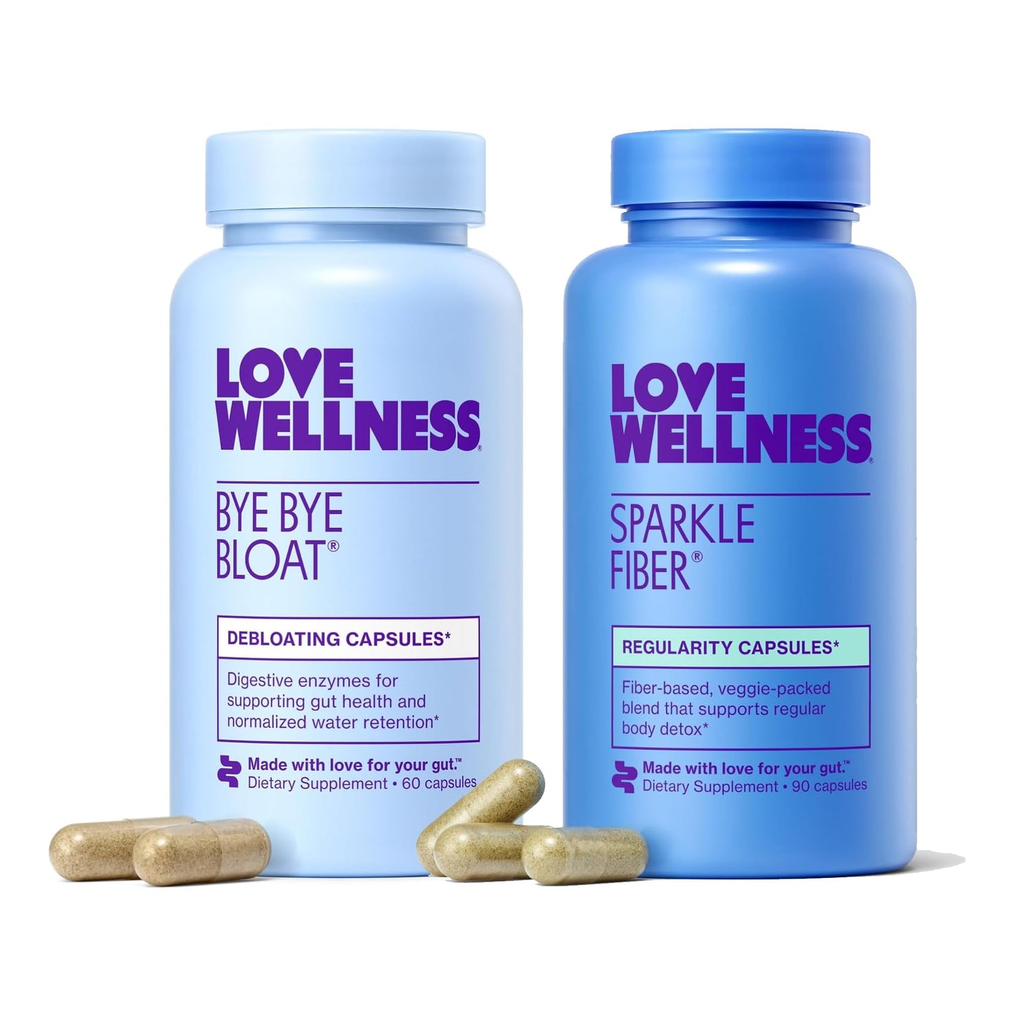 Love Wellness Universal Gut Duo: Bye Bye Bloat & Sparkle Fiber for Women