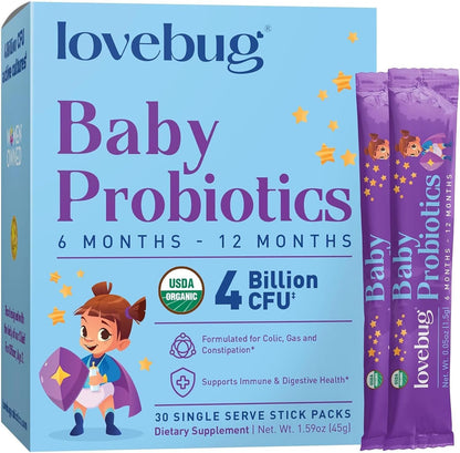 LOVEBUG Probiotics for Babies – Organic 6-12 Months | Immune & Digestive Support