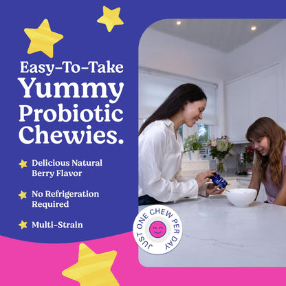LOVEBUG Probiotics for Kids – Berry Chewables, 11B CFU, 7 Strains, 30 Count